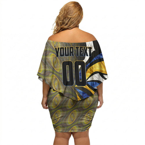 Personalised West Coast Eagles Off Shoulder Short Dress Trippy Psychedelic Abstract Art Mascot Football Fans