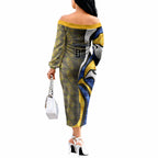 Personalised West Coast Eagles Off The Shoulder Long Sleeve Dress Trippy Psychedelic Abstract Art Mascot Football Fans