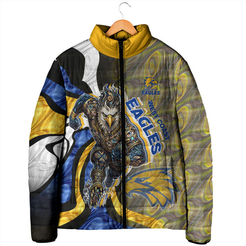 Personalised West Coast Eagles Padded Jacket Trippy Psychedelic Abstract Art Mascot Football Fans