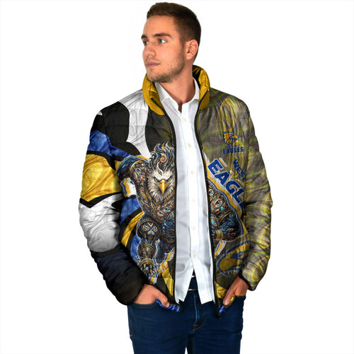 Personalised West Coast Eagles Padded Jacket Trippy Psychedelic Abstract Art Mascot Football Fans