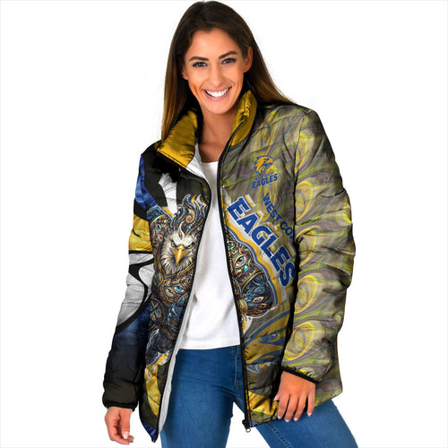Personalised West Coast Eagles Padded Jacket Trippy Psychedelic Abstract Art Mascot Football Fans