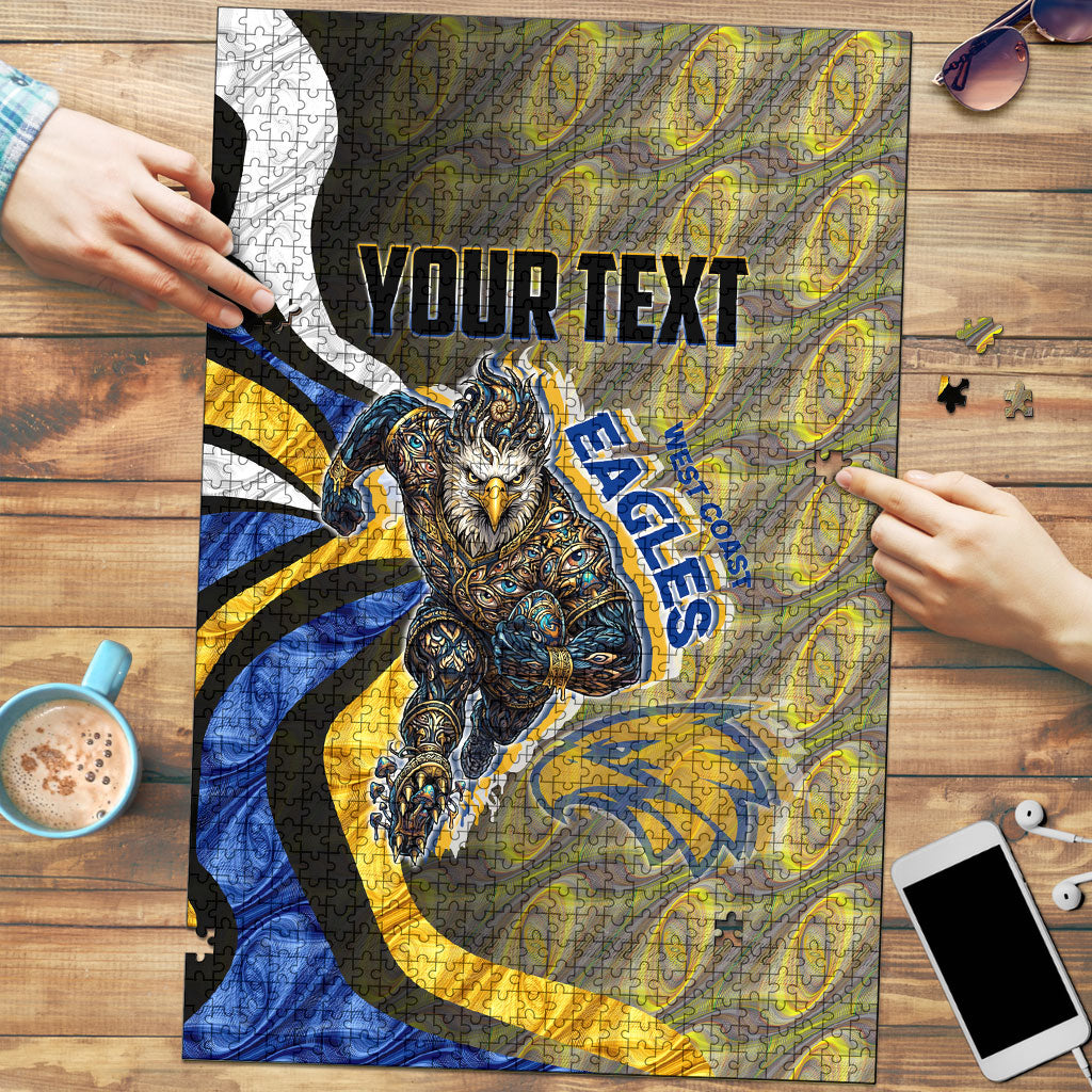 Personalised West Coast Eagles Puzzle Trippy Psychedelic Abstract Art Mascot Football Fans