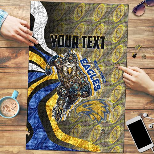 Personalised West Coast Eagles Puzzle Trippy Psychedelic Abstract Art Mascot Football Fans