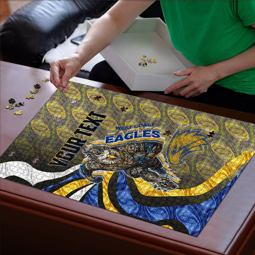 Personalised West Coast Eagles Puzzle Trippy Psychedelic Abstract Art Mascot Football Fans