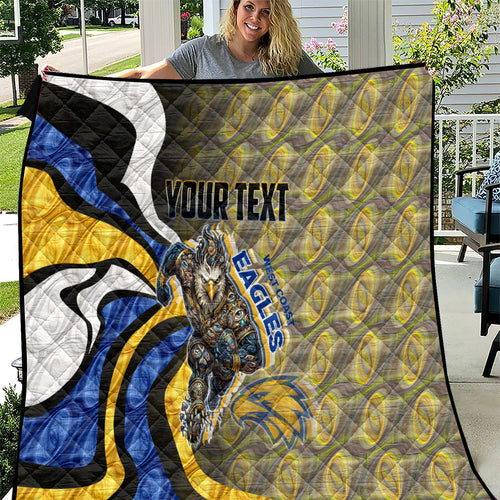 Personalised West Coast Eagles Quilt Trippy Psychedelic Abstract Art Mascot Football Fans