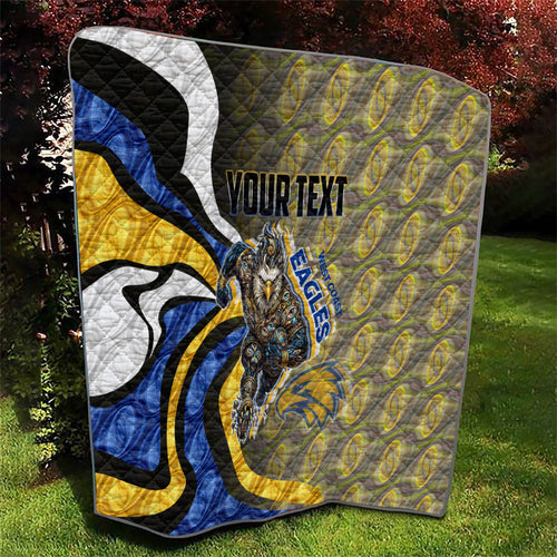 Personalised West Coast Eagles Quilt Trippy Psychedelic Abstract Art Mascot Football Fans