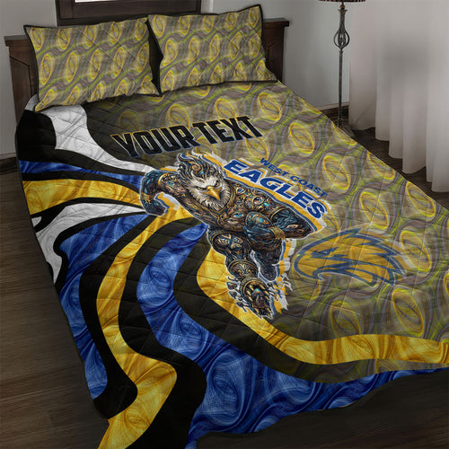Personalised West Coast Eagles Quilt Bed Set Trippy Psychedelic Abstract Art Mascot Football Fans