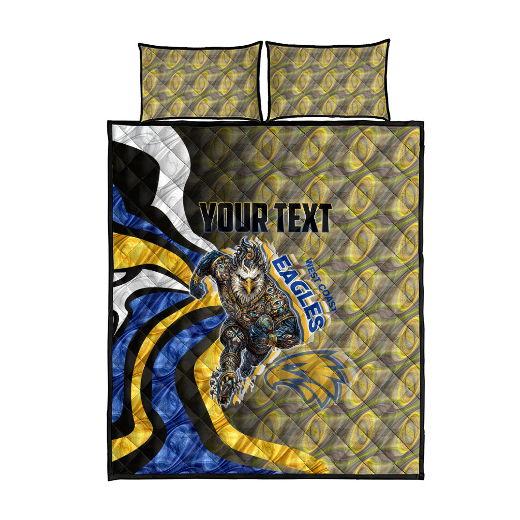 Personalised West Coast Eagles Quilt Bed Set Trippy Psychedelic Abstract Art Mascot Football Fans
