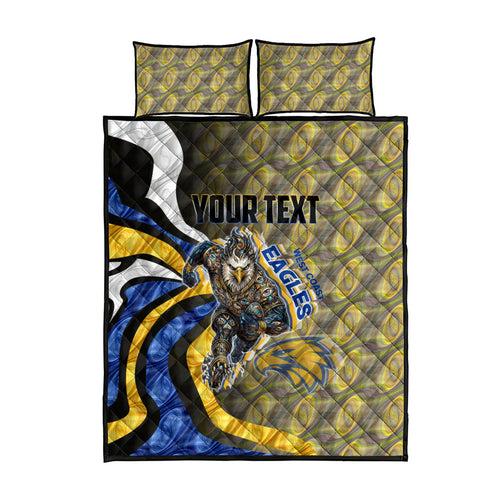 Personalised West Coast Eagles Quilt Bed Set Trippy Psychedelic Abstract Art Mascot Football Fans