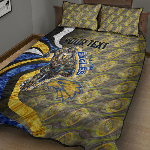 Personalised West Coast Eagles Quilt Bed Set Trippy Psychedelic Abstract Art Mascot Football Fans