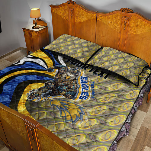 Personalised West Coast Eagles Quilt Bed Set Trippy Psychedelic Abstract Art Mascot Football Fans