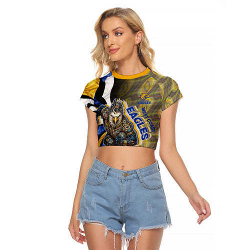 Personalised West Coast Eagles Raglan Cropped T Shirt Trippy Psychedelic Abstract Art Mascot Football Fans