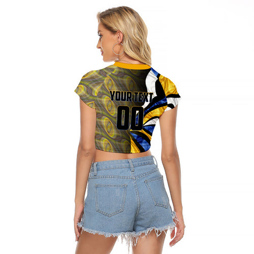 Personalised West Coast Eagles Raglan Cropped T Shirt Trippy Psychedelic Abstract Art Mascot Football Fans