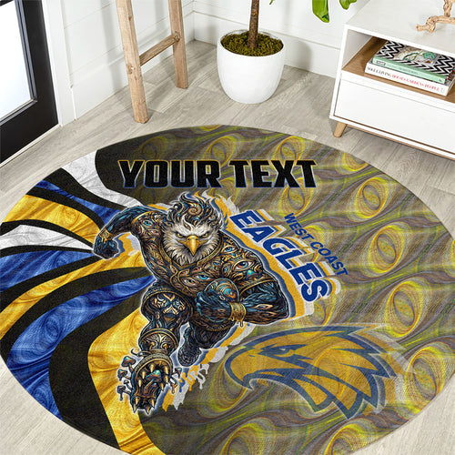 Personalised West Coast Eagles Round Carpet Trippy Psychedelic Abstract Art Mascot Football Fans
