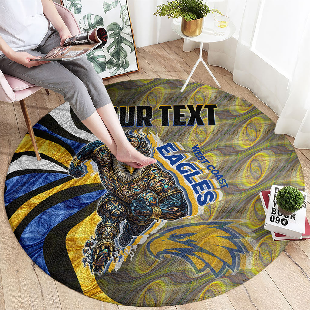 Personalised West Coast Eagles Round Carpet Trippy Psychedelic Abstract Art Mascot Football Fans