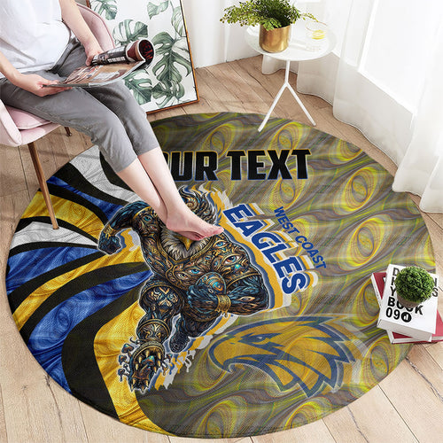 Personalised West Coast Eagles Round Carpet Trippy Psychedelic Abstract Art Mascot Football Fans