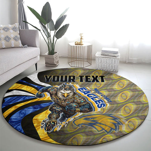 Personalised West Coast Eagles Round Carpet Trippy Psychedelic Abstract Art Mascot Football Fans