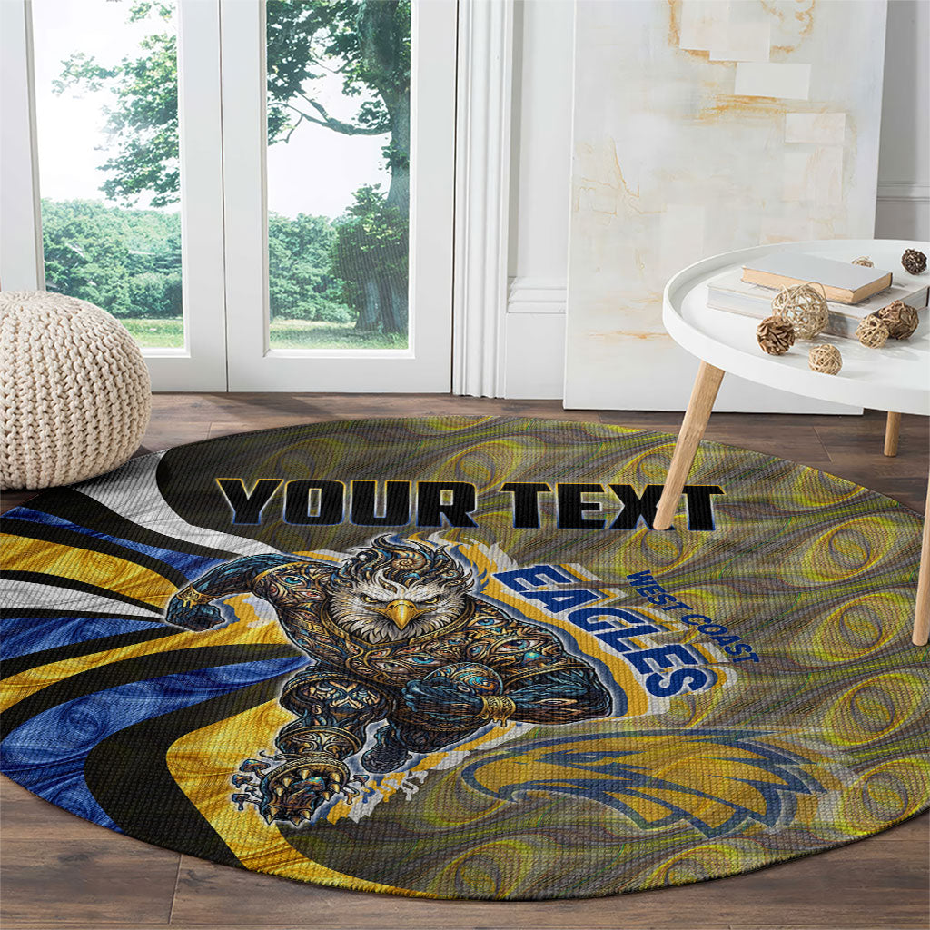 Personalised West Coast Eagles Round Carpet Trippy Psychedelic Abstract Art Mascot Football Fans