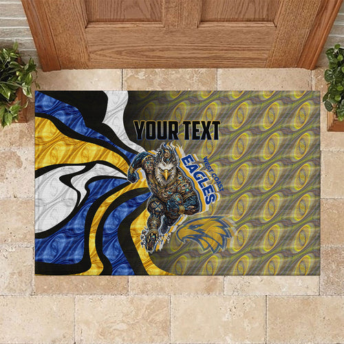 Personalised West Coast Eagles Rubber Doormat Trippy Psychedelic Abstract Art Mascot Football Fans