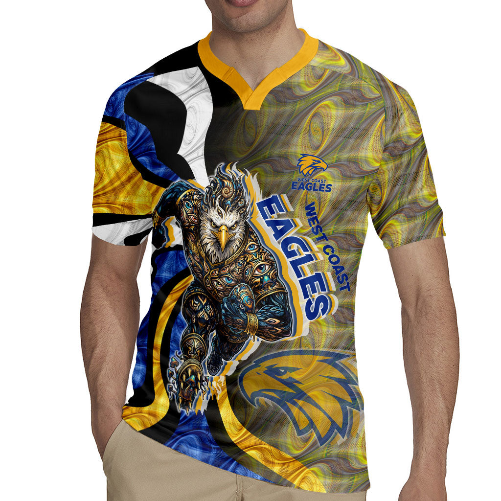 Personalised West Coast Eagles Rugby Jersey Trippy Psychedelic Abstract Art Mascot Football Fans