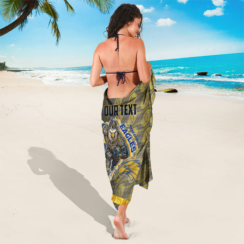 Personalised West Coast Eagles Sarong Trippy Psychedelic Abstract Art Mascot Football Fans