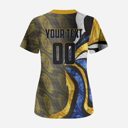 Personalised West Coast Eagles Scrub Top Trippy Psychedelic Abstract Art Mascot Football Fans