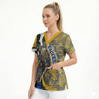Personalised West Coast Eagles Scrub Top Trippy Psychedelic Abstract Art Mascot Football Fans