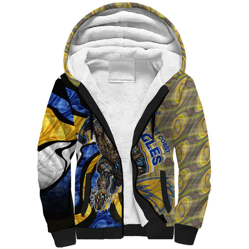 Personalised West Coast Eagles Sherpa Hoodie Trippy Psychedelic Abstract Art Mascot Football Fans