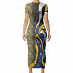 Personalised West Coast Eagles Short Sleeve Bodycon Dress Trippy Psychedelic Abstract Art Mascot Football Fans
