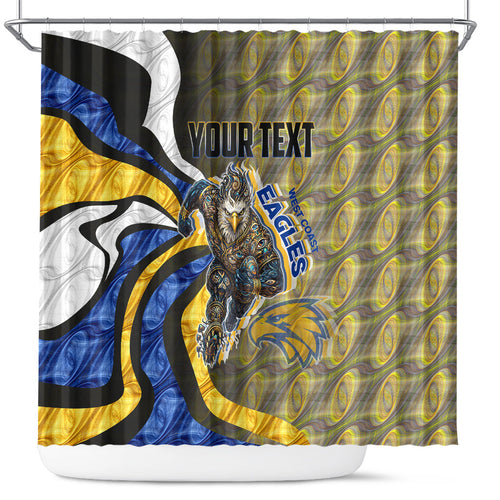 Personalised West Coast Eagles Shower Curtain Trippy Psychedelic Abstract Art Mascot Football Fans