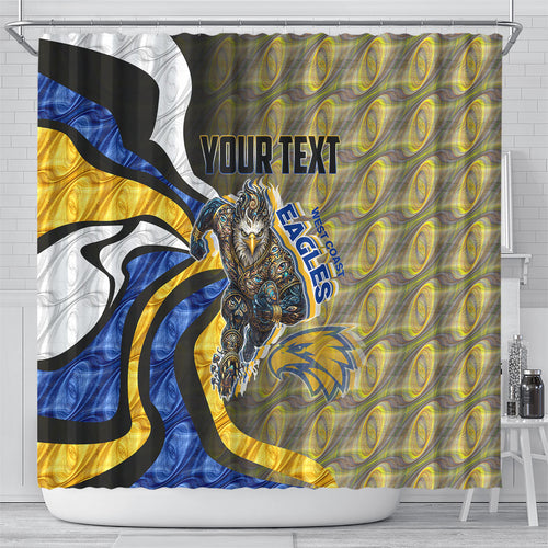 Personalised West Coast Eagles Shower Curtain Trippy Psychedelic Abstract Art Mascot Football Fans