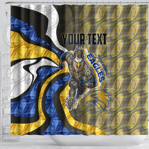 Personalised West Coast Eagles Shower Curtain Trippy Psychedelic Abstract Art Mascot Football Fans