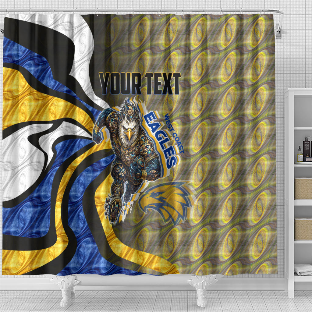 Personalised West Coast Eagles Shower Curtain Trippy Psychedelic Abstract Art Mascot Football Fans