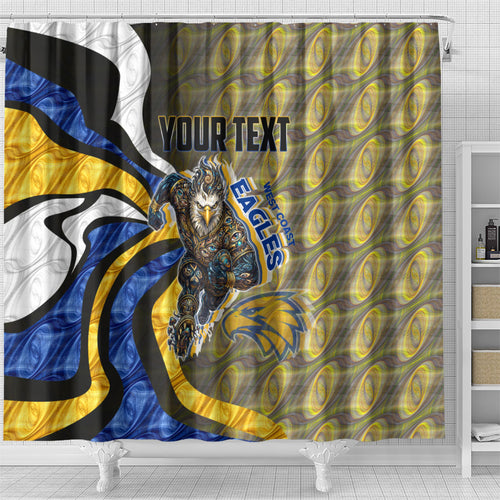 Personalised West Coast Eagles Shower Curtain Trippy Psychedelic Abstract Art Mascot Football Fans