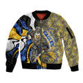 Personalised West Coast Eagles Sleeve Zip Bomber Jacket Trippy Psychedelic Abstract Art Mascot Football Fans