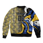 Personalised West Coast Eagles Sleeve Zip Bomber Jacket Trippy Psychedelic Abstract Art Mascot Football Fans
