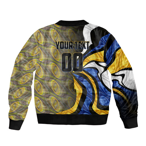 Personalised West Coast Eagles Sleeve Zip Bomber Jacket Trippy Psychedelic Abstract Art Mascot Football Fans