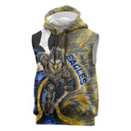 Personalised West Coast Eagles Sleeveless Hoodie Trippy Psychedelic Abstract Art Mascot Football Fans