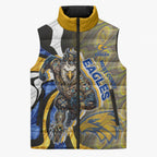 Personalised West Coast Eagles Sleeveless Puffer Jacket Trippy Psychedelic Abstract Art Mascot Football Fans