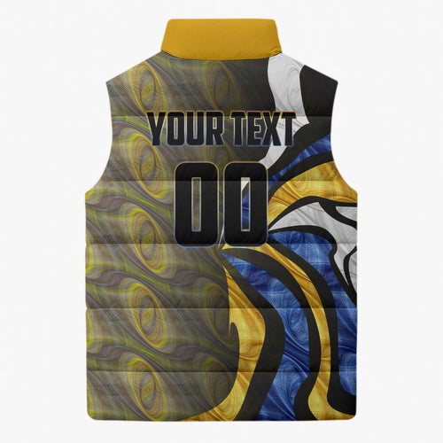 Personalised West Coast Eagles Sleeveless Puffer Jacket Trippy Psychedelic Abstract Art Mascot Football Fans