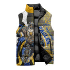 Personalised West Coast Eagles Sleeveless Puffer Jacket Trippy Psychedelic Abstract Art Mascot Football Fans
