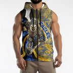 Personalised West Coast Eagles Sleeveless Zip Hoodie Trippy Psychedelic Abstract Art Mascot Football Fans