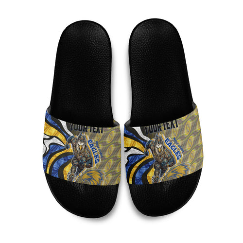 Personalised West Coast Eagles Slide Sandals Trippy Psychedelic Abstract Art Mascot Football Fans