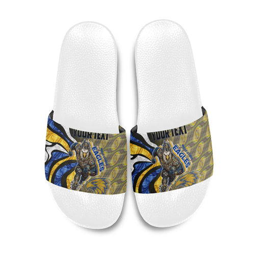 Personalised West Coast Eagles Slide Sandals Trippy Psychedelic Abstract Art Mascot Football Fans