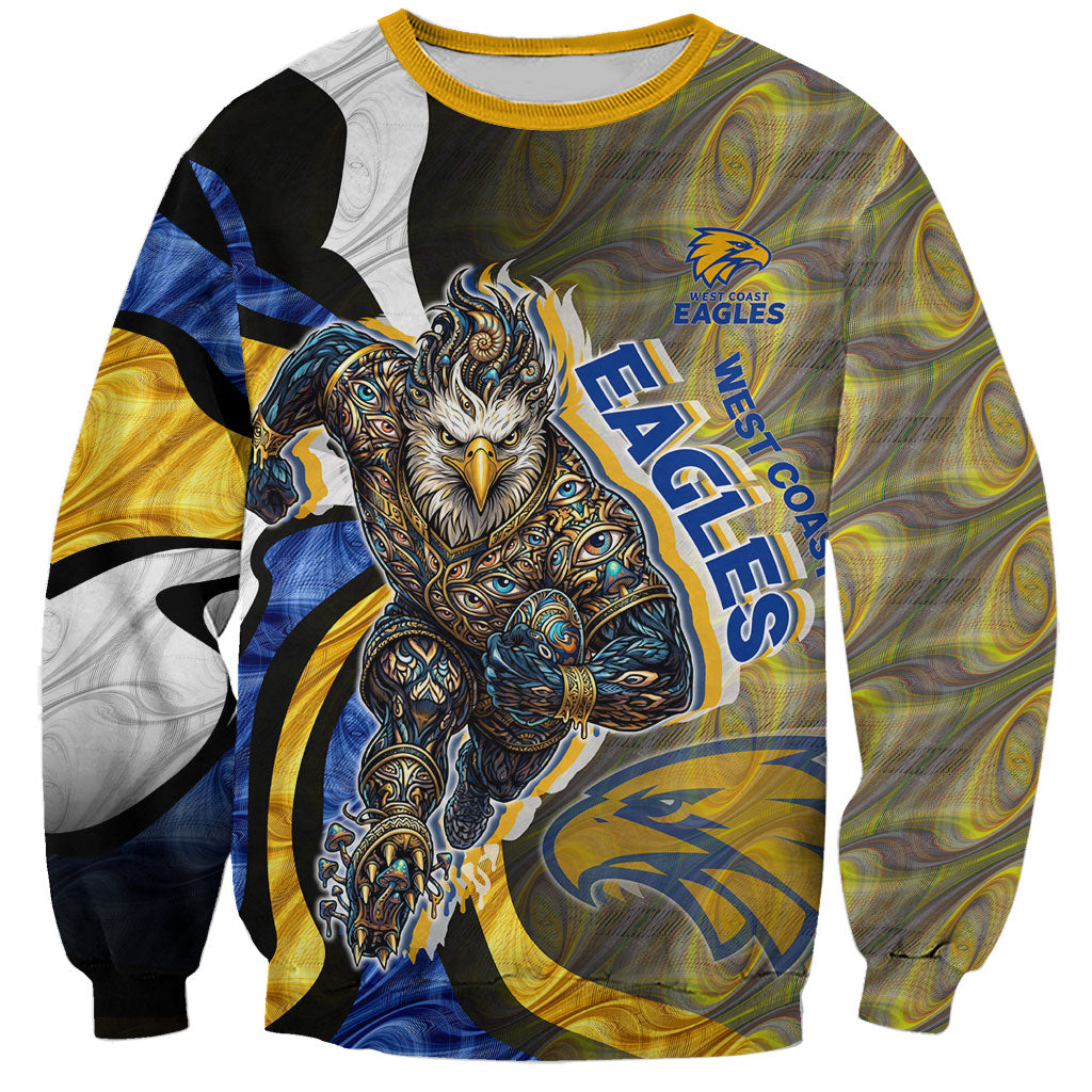 Personalised West Coast Eagles Sweatshirt Trippy Psychedelic Abstract Art Mascot Football Fans