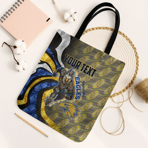 Personalised West Coast Eagles Tote Bag Trippy Psychedelic Abstract Art Mascot Football Fans