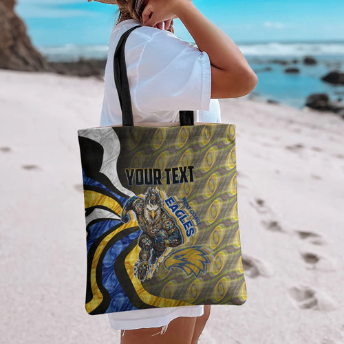 Personalised West Coast Eagles Tote Bag Trippy Psychedelic Abstract Art Mascot Football Fans