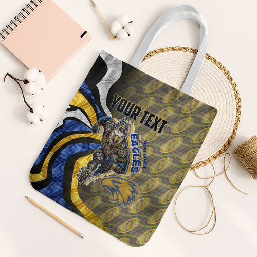 Personalised West Coast Eagles Tote Bag Trippy Psychedelic Abstract Art Mascot Football Fans