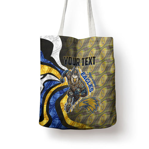 Personalised West Coast Eagles Tote Bag Trippy Psychedelic Abstract Art Mascot Football Fans