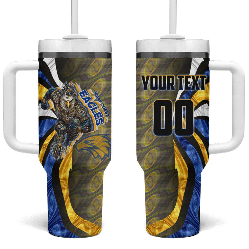 Personalised West Coast Eagles Tumbler With Handle Trippy Psychedelic Abstract Art Mascot Football Fans